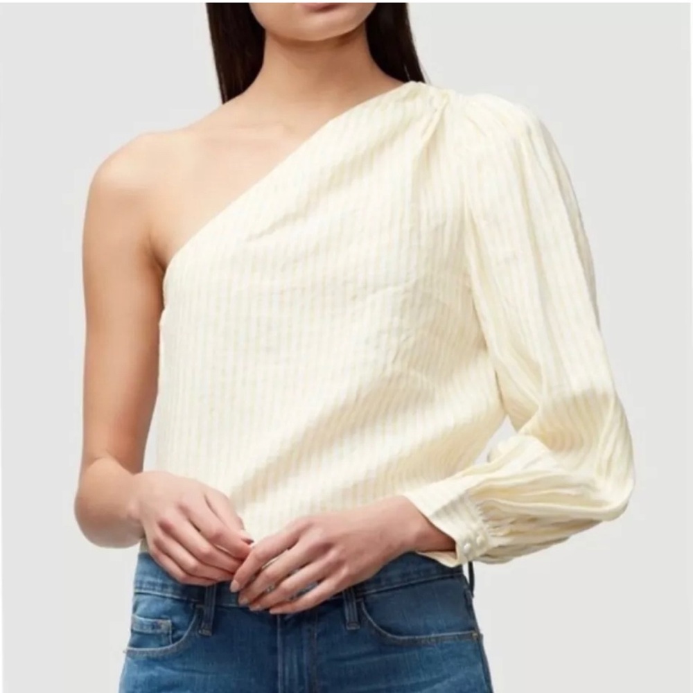 Frame Linen Striped One Shoulder Top